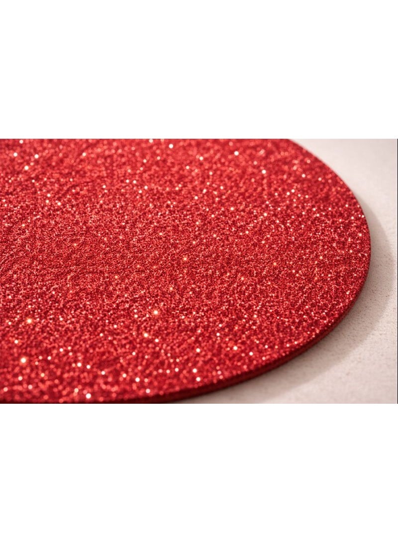 Red Star Sequin Placemats Set of 6 Festive Table Mats for Christmas & Parties - Image 3